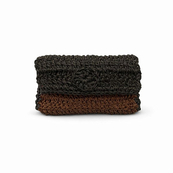 Raffia Wallet – Brown & Black