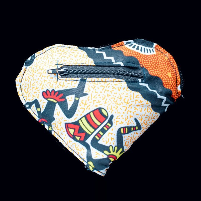Handcrafted Heart-shaped Foldable Shopping Bag from Afrikart