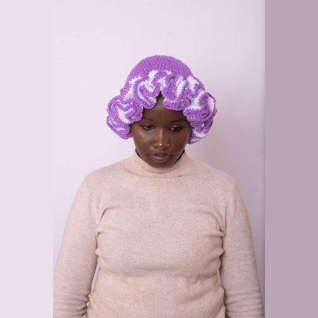 Lavender & White Ruffled Hat