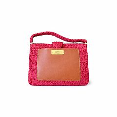 Raffia Leather Bag Chic – Bordeaux
