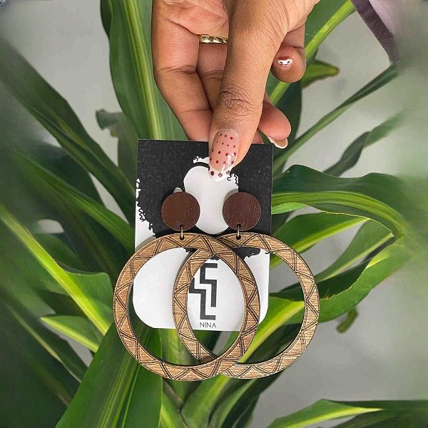 Sophie Patterned Wood Earring