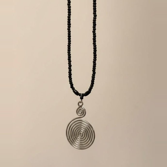 Jorova Silver Spiral Pendant with Black Beads from Afrikart