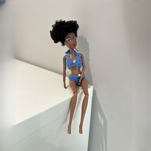 Nikie Fashion Doll in Blue Crochet Bikini 