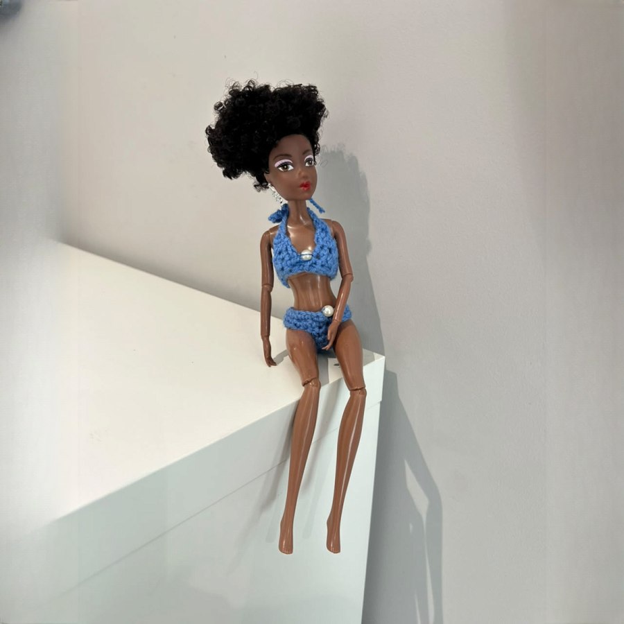 Nikie Fashion Doll in Blue Crochet Bikini  from Afrikart