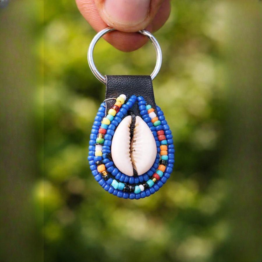 African Cowrie Shell Keychain from Afrikart