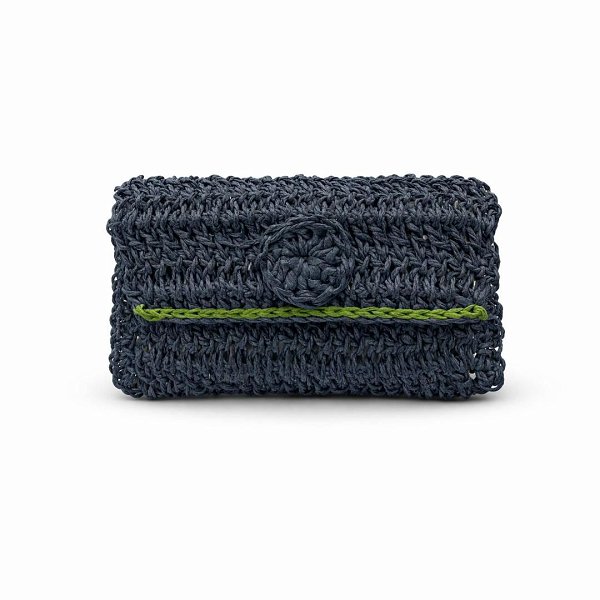 Raffia Wallet – Blue Jeans & Pistachio Colorway
