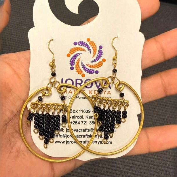 Jorova Dangle Earring With Black Beads from Afrikart