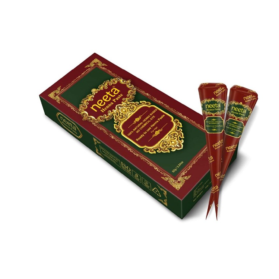Neeta 4 Pack 100% Natural Ready to Use Henna Paste Hair Dye Cones Reddish Brown Color Tubes for women from Afrikart