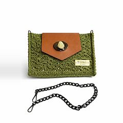 Macram Cotton Leather Bag – Olive Green