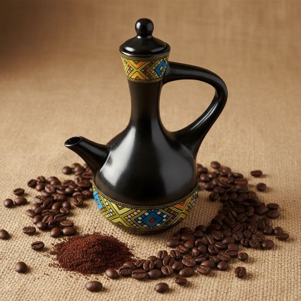 Ceramic Jebena (Black, Large Telet)