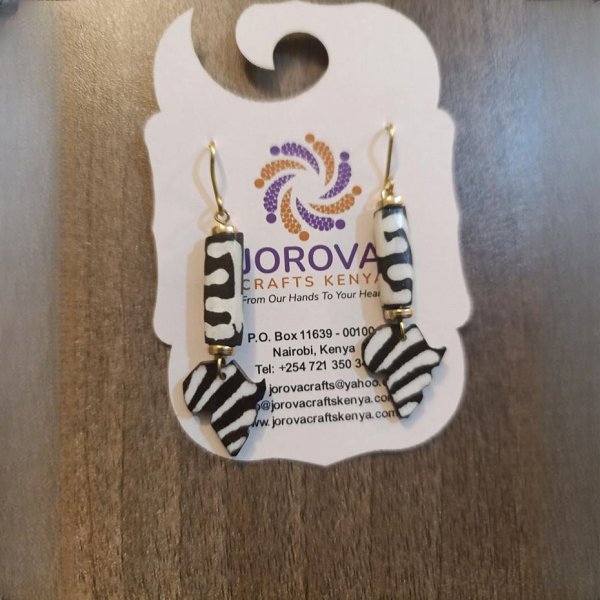 Jorova African Bone Map Earring