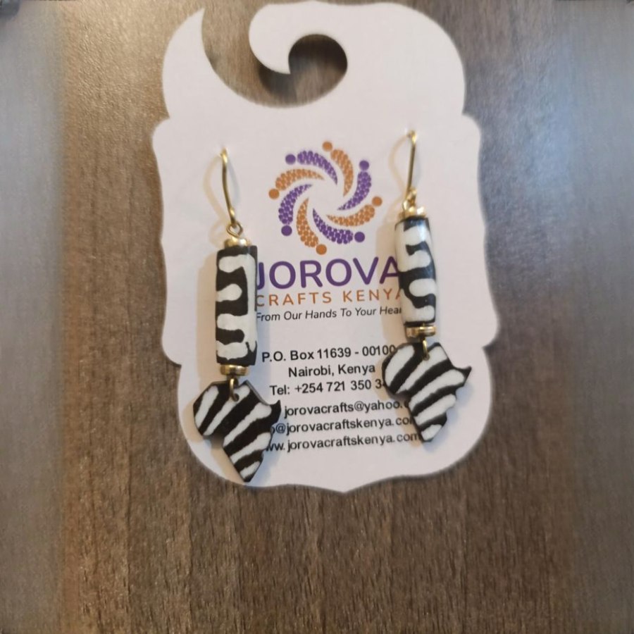 Jorova African Bone Map Earring from Afrikart