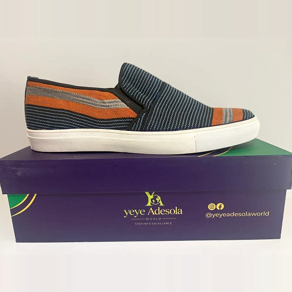 Men's Aso Oke Slip-On Sneakers 