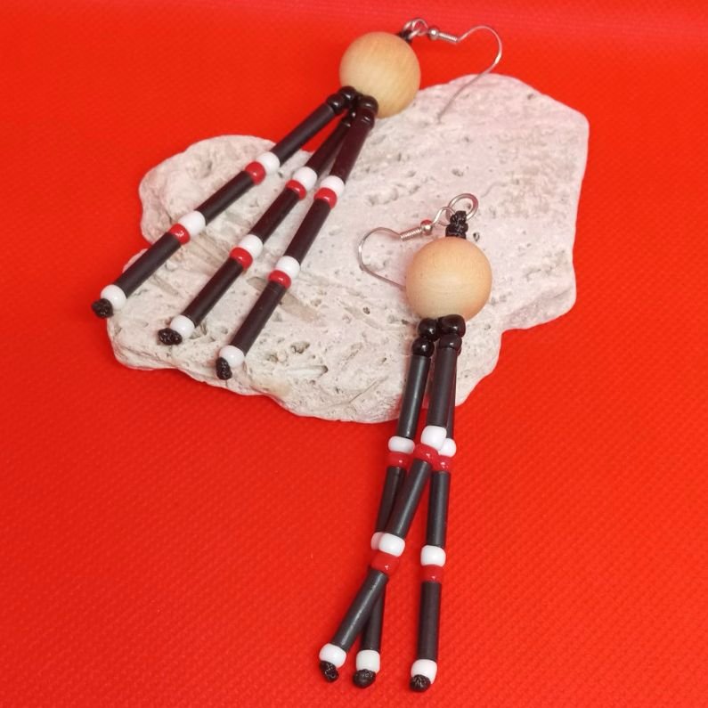 Lollipop Stalk Earrings – Red & White  from Afrikart