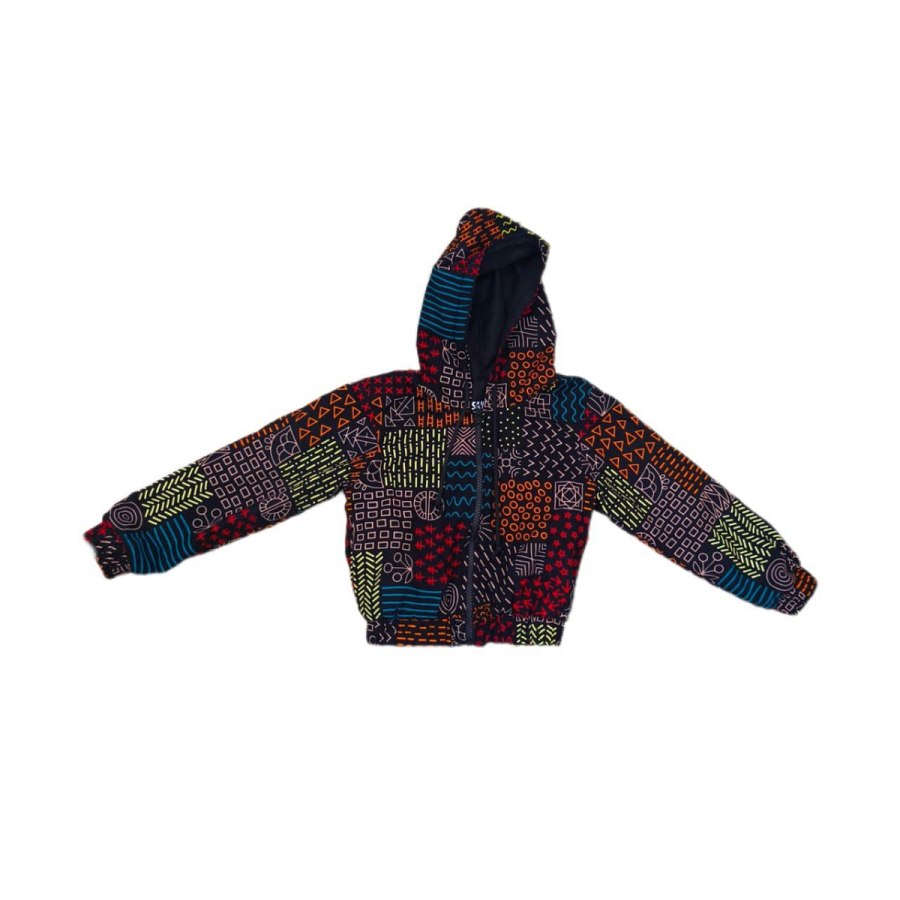 Black Printed Kid's Hoodie Jacket from Afrikart
