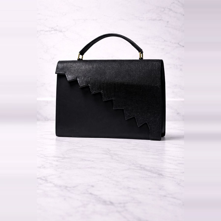 Mariam Black Leather Handbag from Afrikart