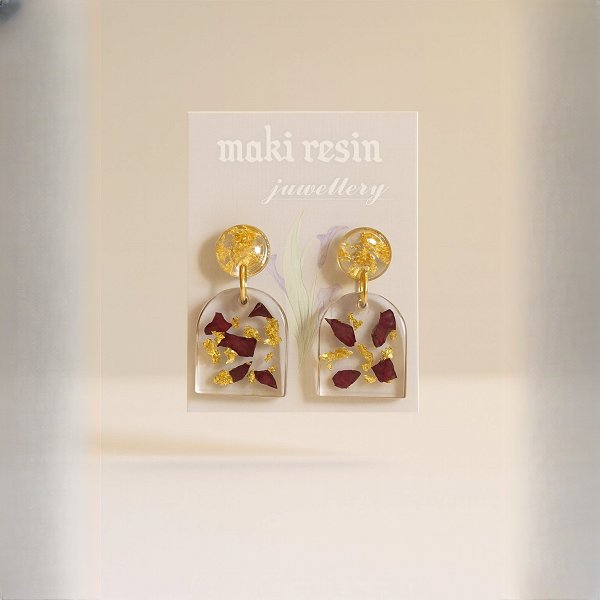 Handmade N-Shaped Dried Flower Earrings