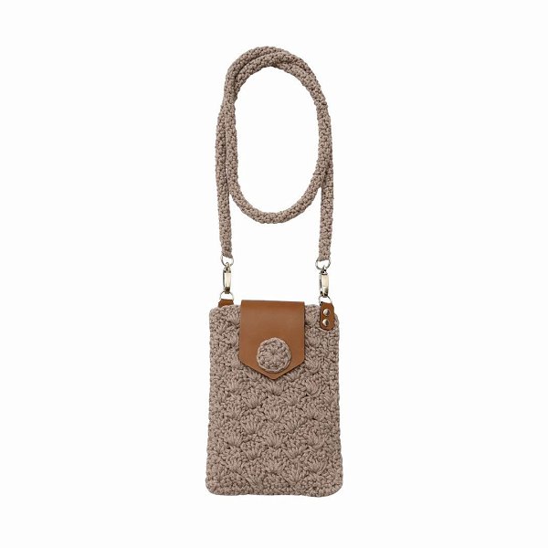Macram Cotton Phone Bag –  Elegant Grey
