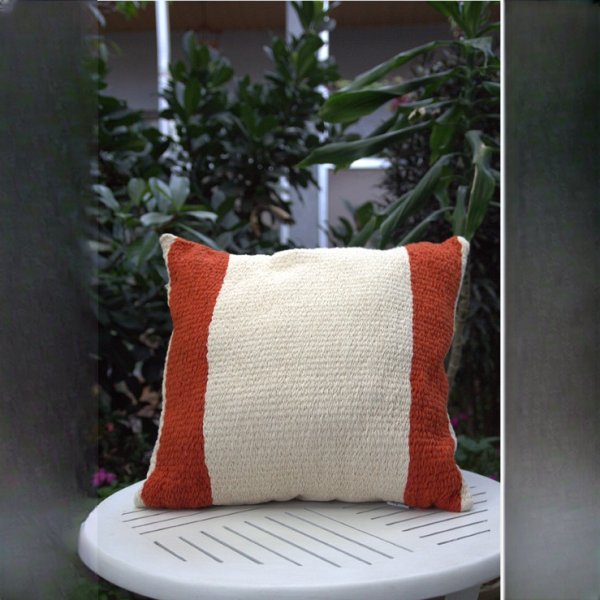 Terracotta Stripe Handwoven Pillow Cover