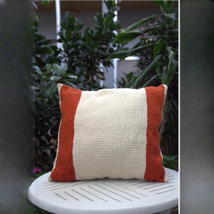 Terracotta Stripe Handwoven Pillow Cover from Afrikart