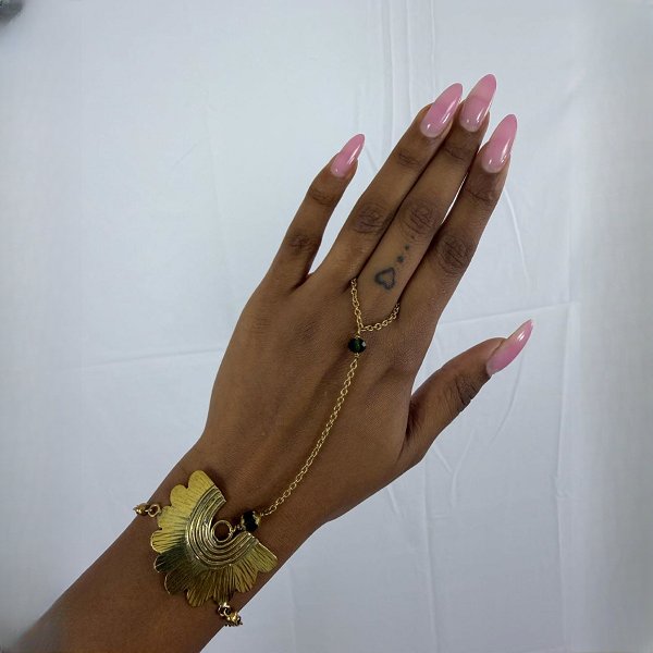 Kanga Flower Multi-Ring Chain Bracelet – Unique Floral Statement Charm Bangle