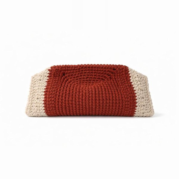 Macram Cotton Clutch – Bordeaux & Off White