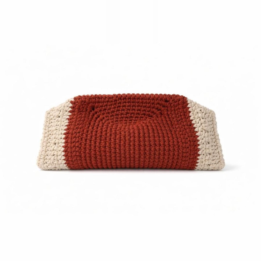 Macram Cotton Clutch – Bordeaux & Off White from Afrikart