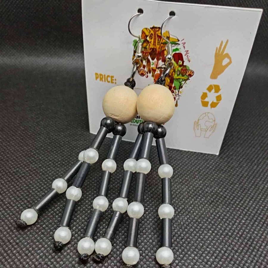 Lollipop Stalk Earrings – Black & White from Afrikart