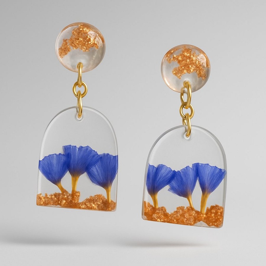 Violet Cascade Resin Earrings from Afrikart