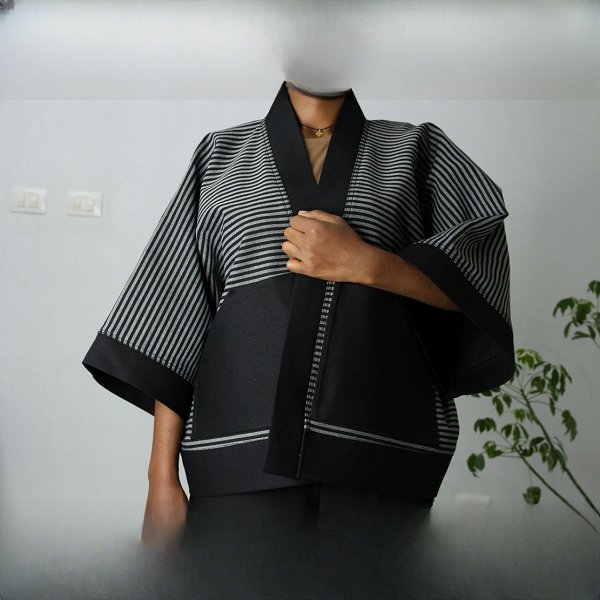 Denim Strata - long Kimono Coat