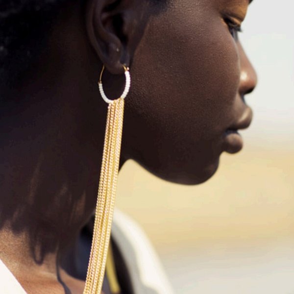 Brass Dangling Chain Hoop Earrings 
