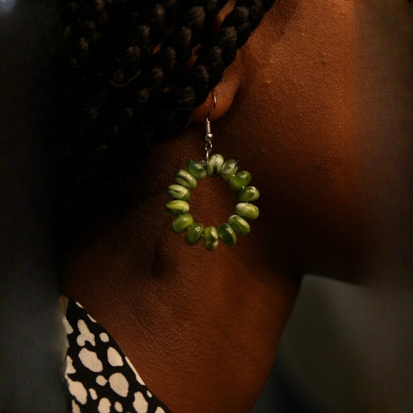 Marble Green Bead Earrings