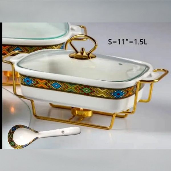 11" Rectangle Food Warmer & Spoon (Saba)