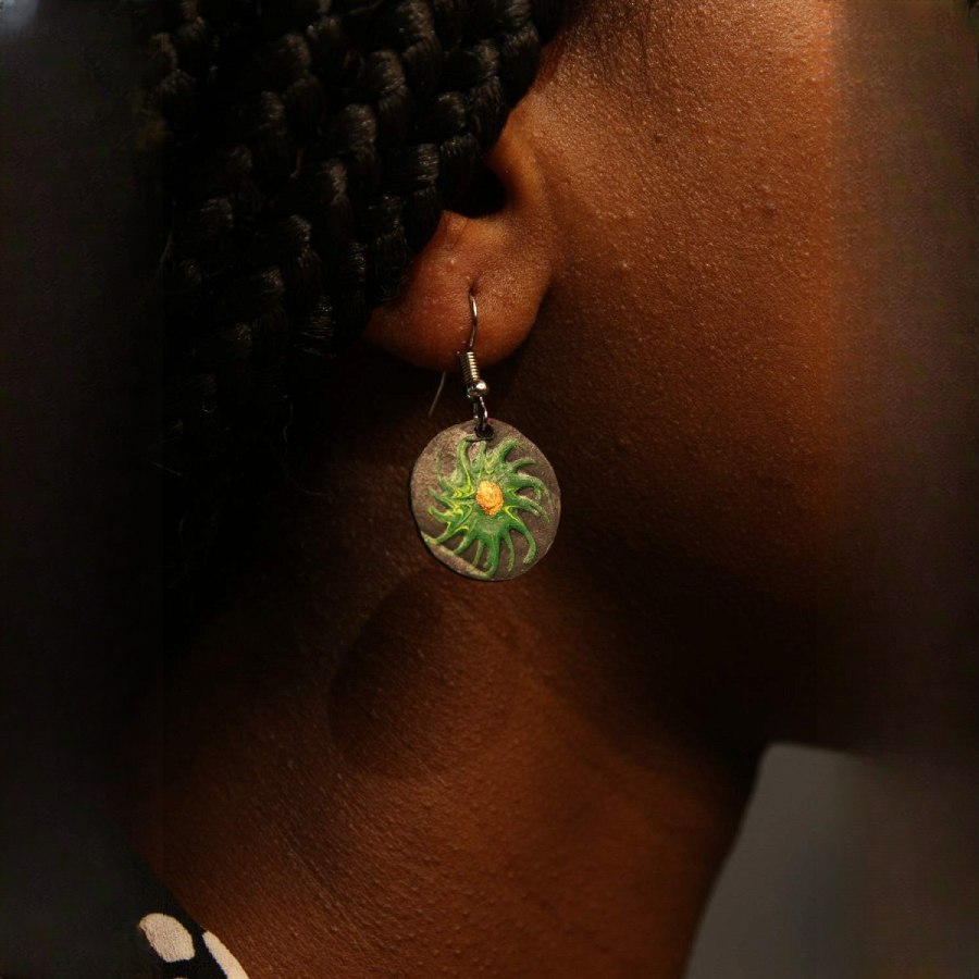Small Green Spark Earrings from Afrikart