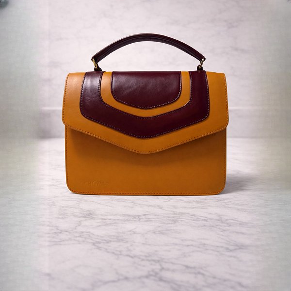 Ami Orange & Red Leather Handbag