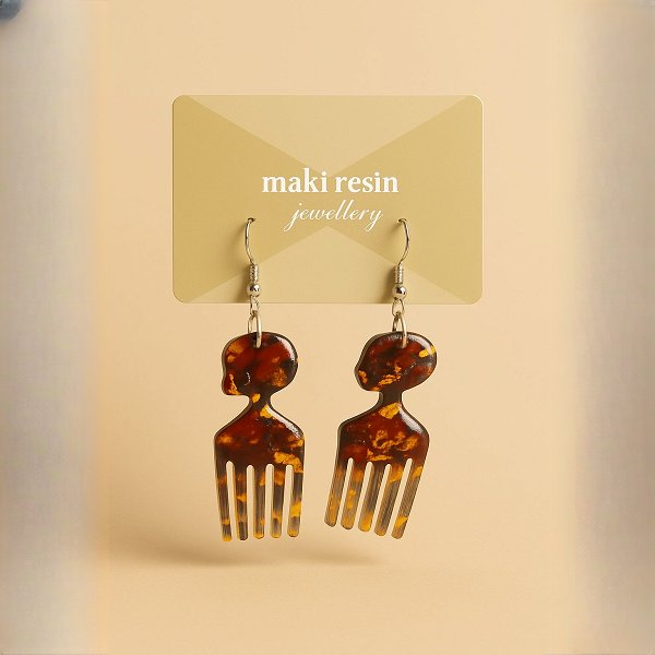 Comb Shaped Dried Flower Earrings