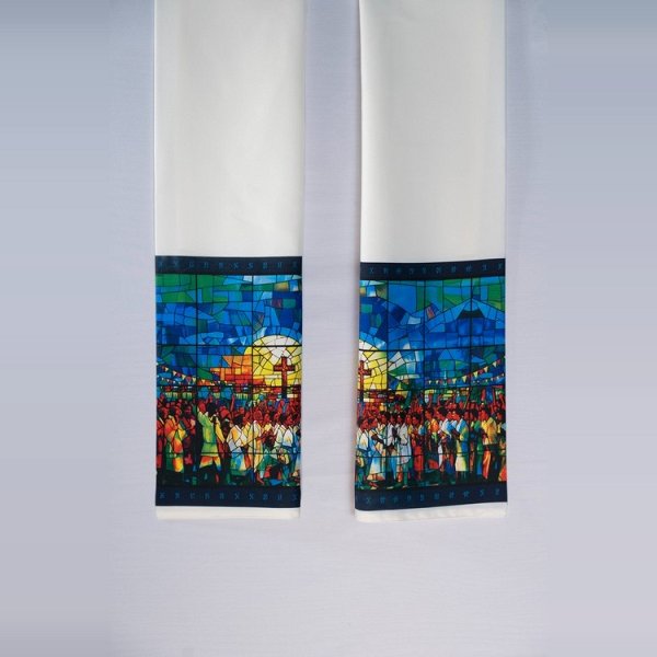 Brana Silk Scarf – White Festival Print