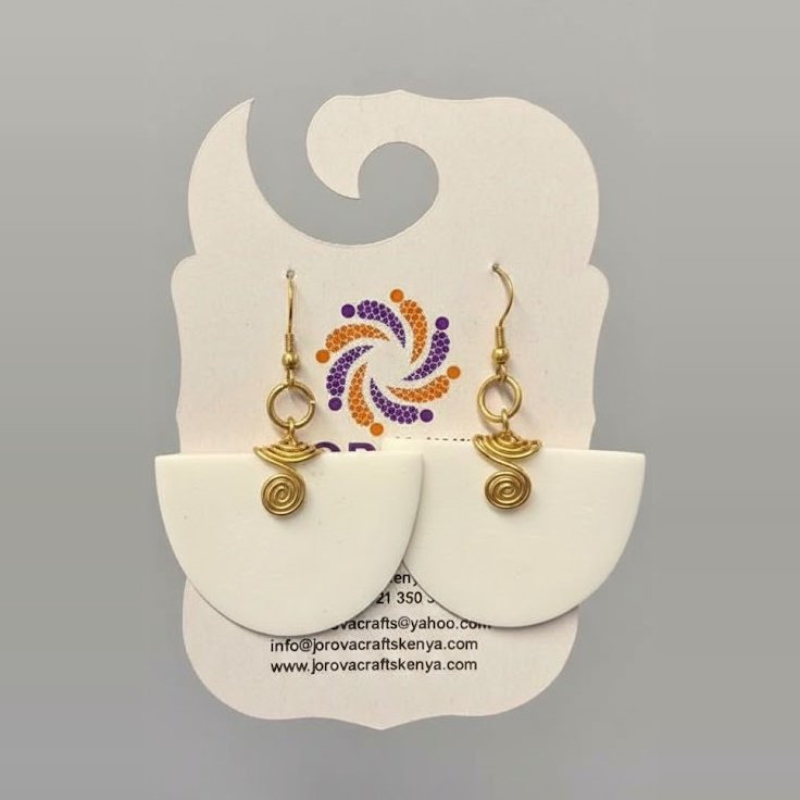 Jorova Fan Shaped Bone Earring from Afrikart