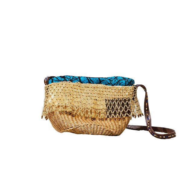 Maridadi Beaded Sisal & Ankara Slingbag 
