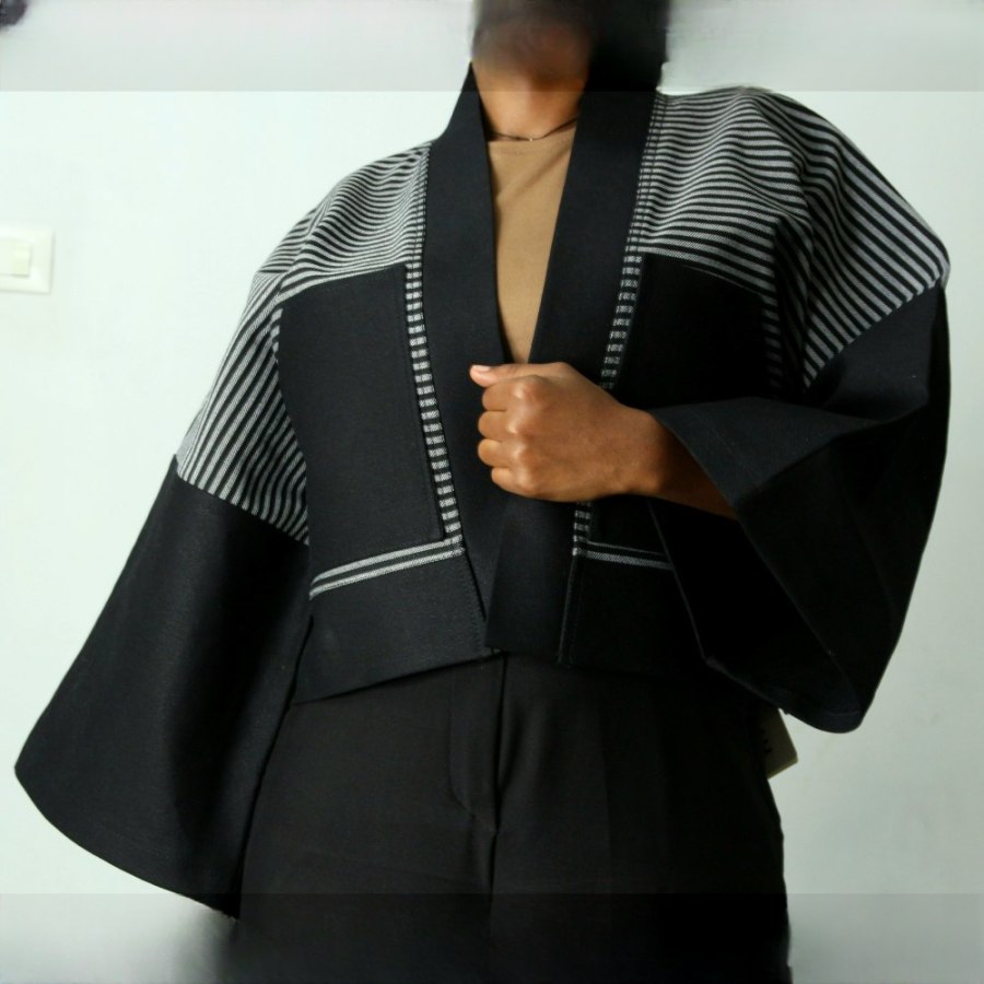 Denim Strata - Short Kimono Coat from Afrikart