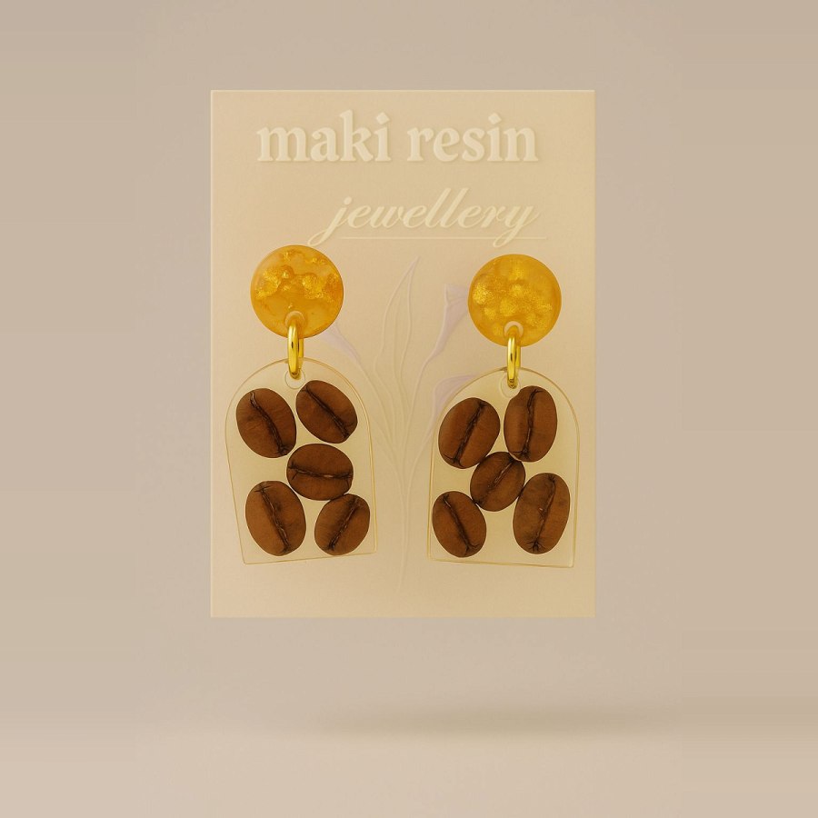 N-Shaped Coffee Bean Resin Earrings from Afrikart