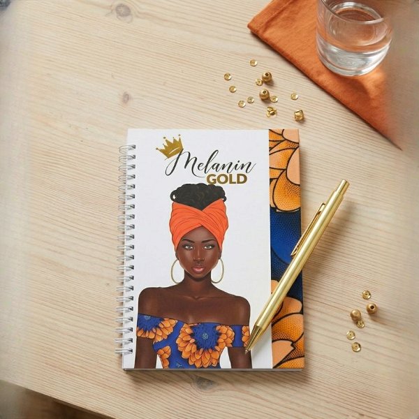 Melanin Gold - African Print Notebook with Pen 
