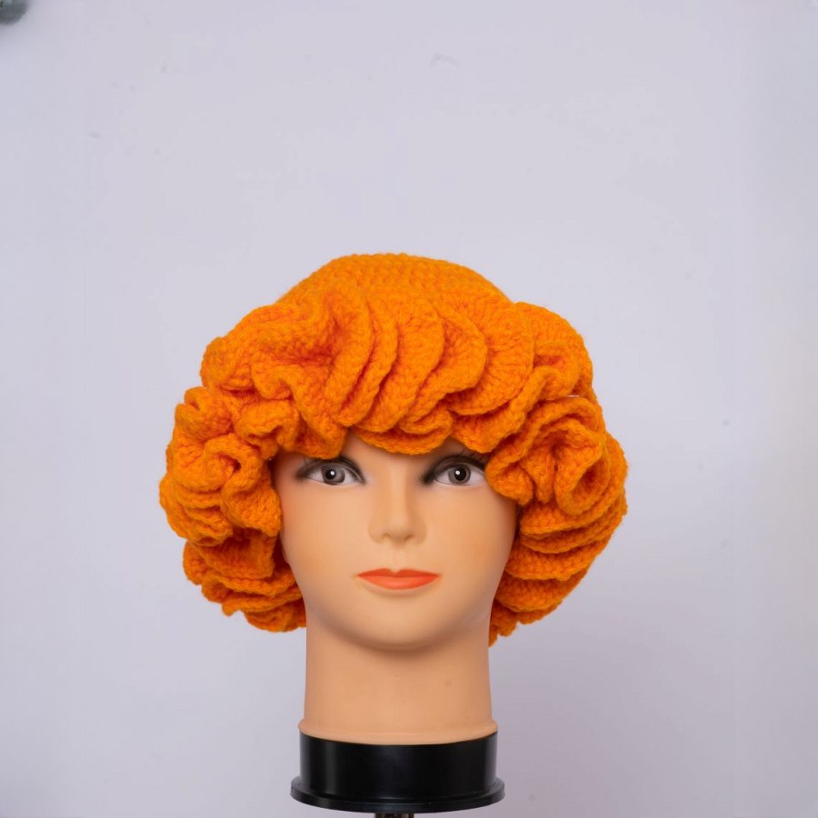 Tangerine Plain Ruffle Hat from Afrikart
