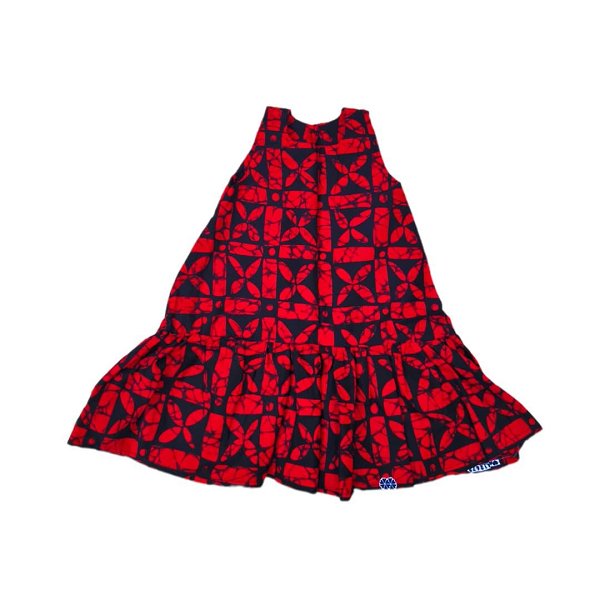 Red & Black Bottom-Ruffle Kid's Dress