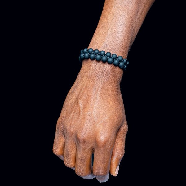 Adjustable Black Stone Bead Bracelet 