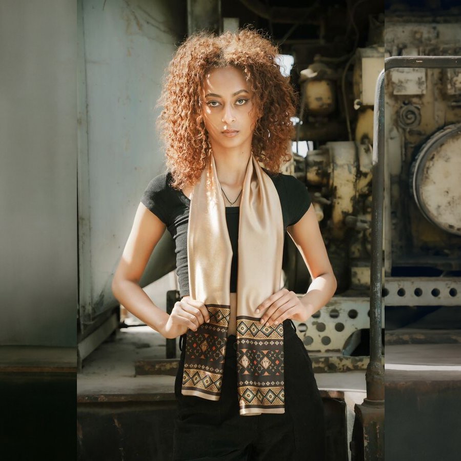 Tilet Silk Scarf – Brandy Heritage Print from Afrikart