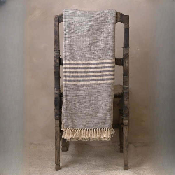 Luxurious Handcrafted Saucy Mukosa Kasai Stripe Field Throw