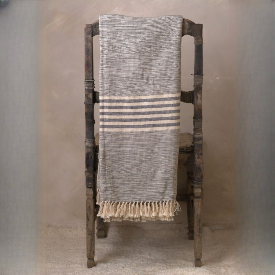 Luxurious Handcrafted Saucy Mukosa Kasai Stripe Field Throw from Afrikart